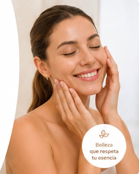 Mujer sonriente con piel saludable
