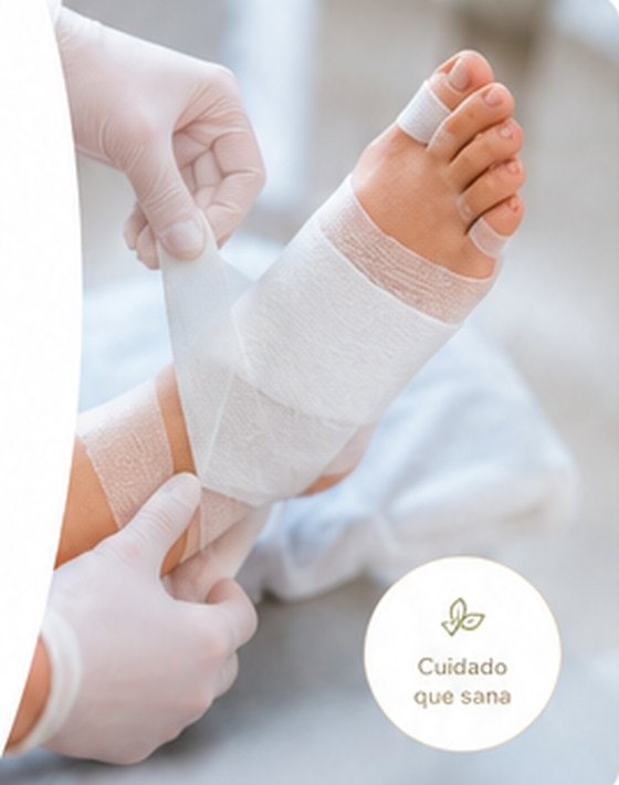 Curación avanzada de una herida en el pie